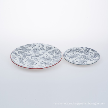 placa de postre de porcelana de cerámica con impresión de almohadilla